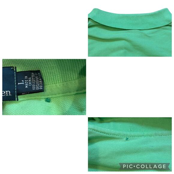 Polo Ralph Lauren Large Lime Green Custom Fit Mesh Polo Shirt Vintage** - Picture 4 of 7